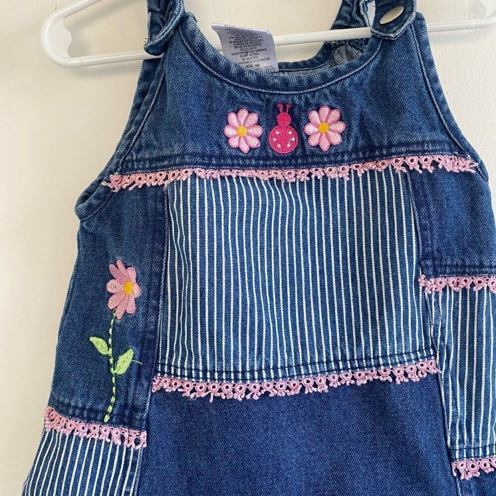 Vintage Denim Patchwork Dress with Embroidered Floral Details - Picture 2 of 4